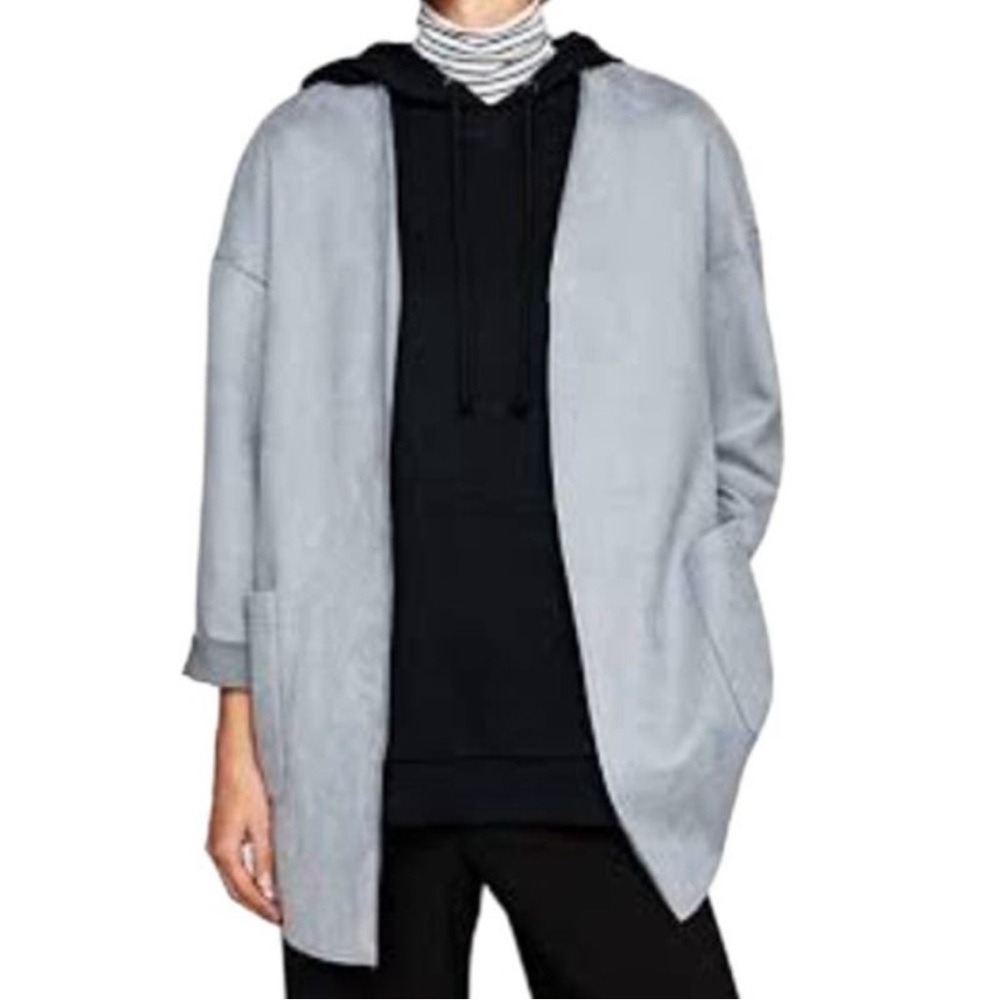Zara Powder Blue Faux Suede Jacket Large